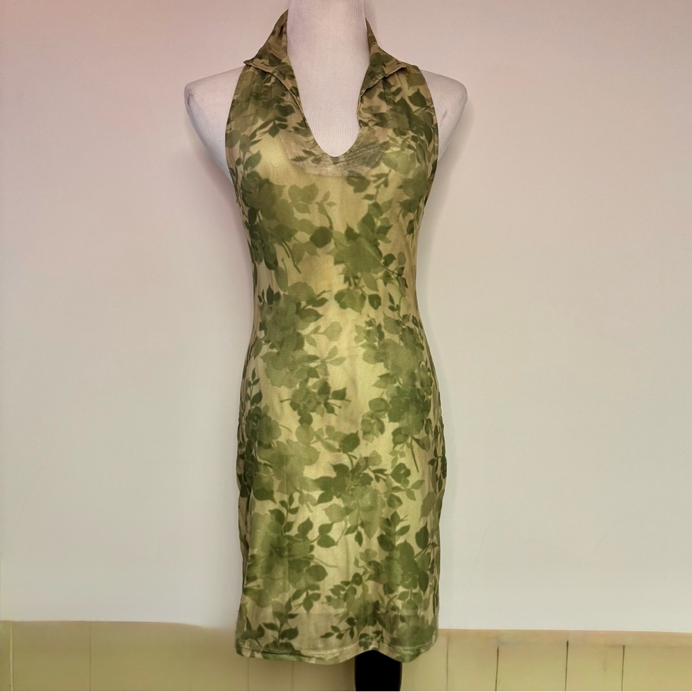 Motel Floral Green Halter‎ Dress